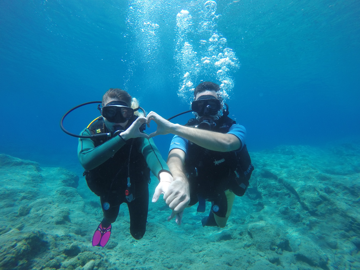 Person in Black Wet Suit Under Water