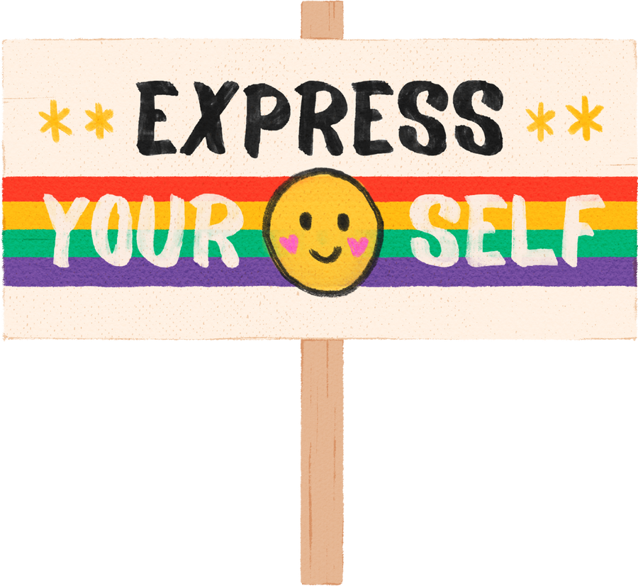 Handdrawn Textured Express Yourself Placard